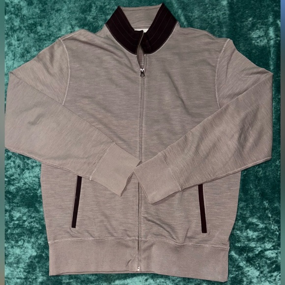 Billy Reid Cotton Olive Green Brown Suede Zip Track Jacket Size XL